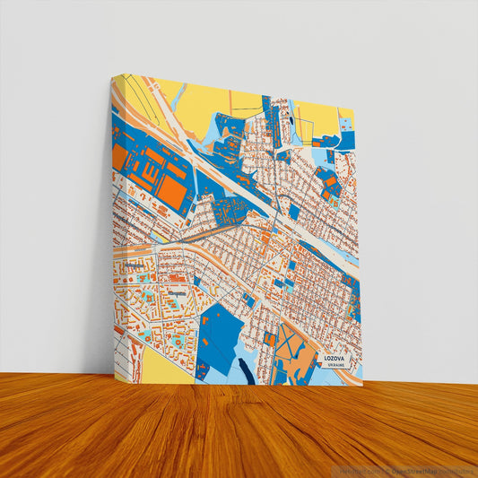Лозова Ukraine Colorful City Map Canvas Print