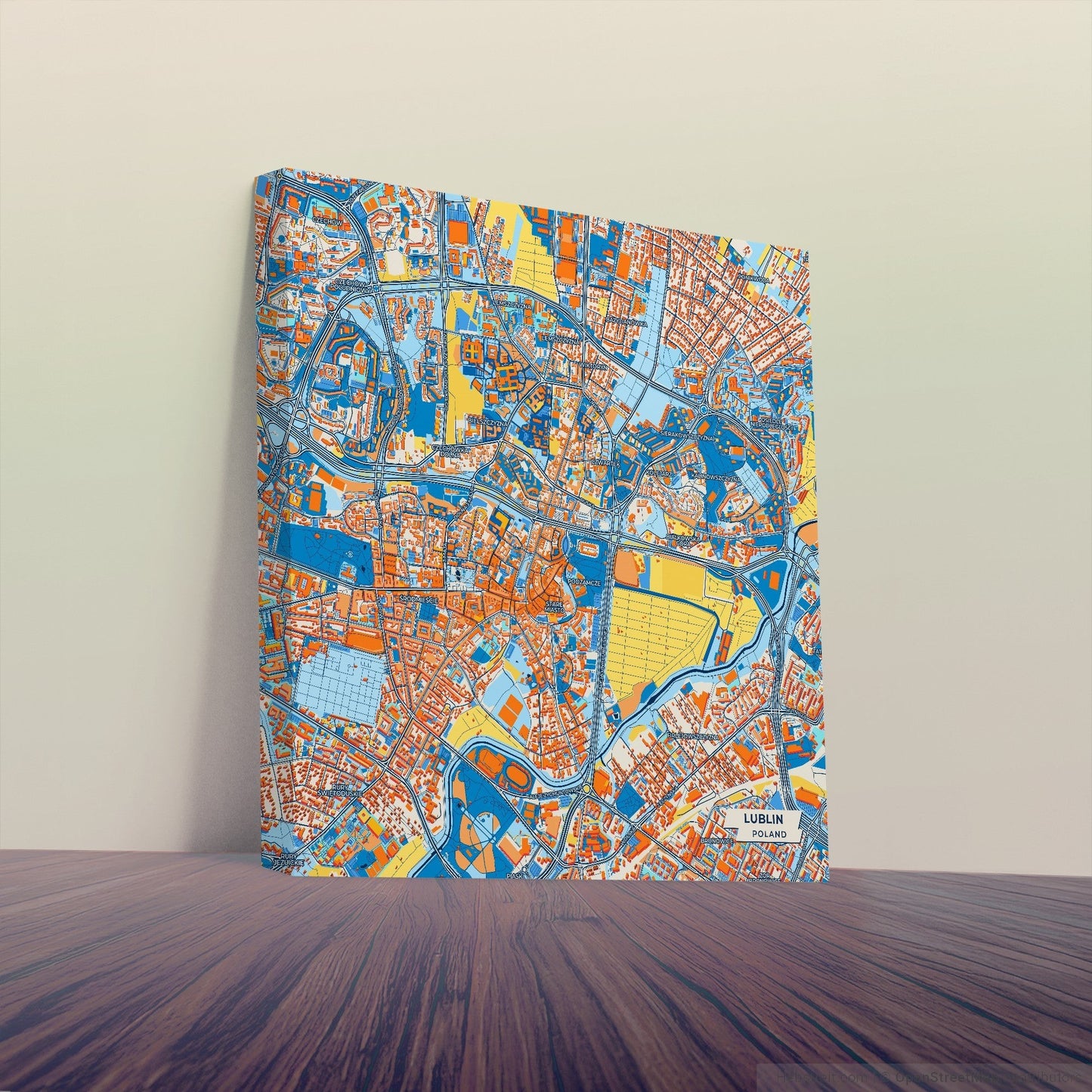 Lublin Poland Colorful City Map Canvas Print