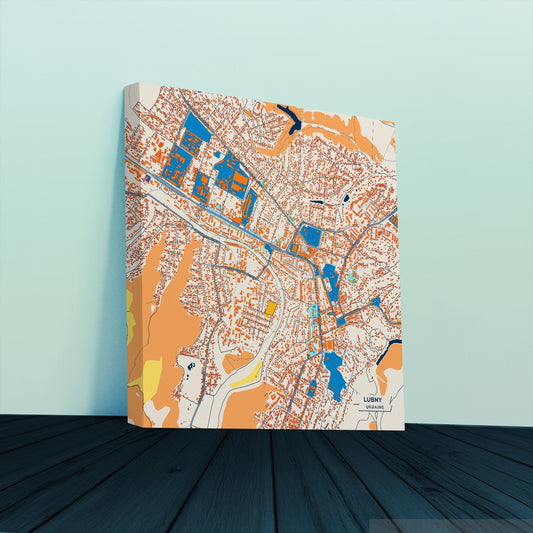 Lubny Ukraine Colorful City Map Canvas Print