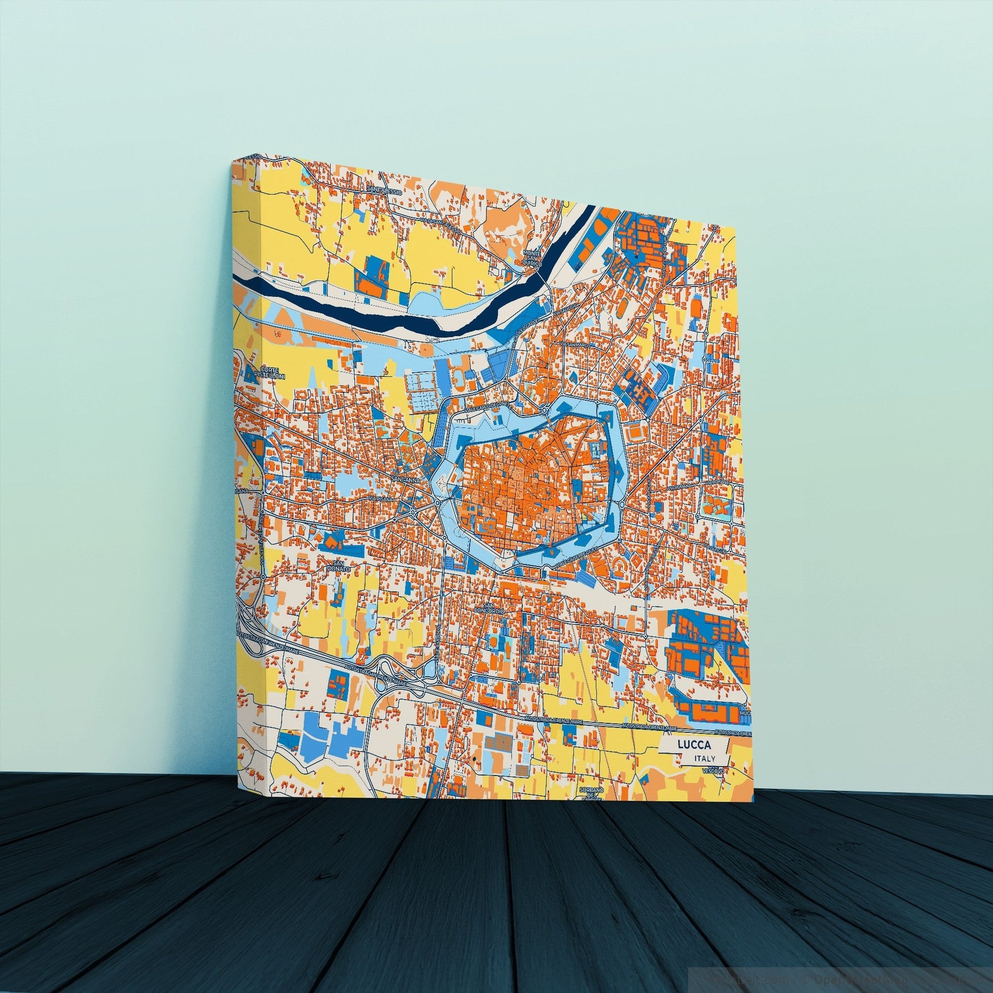 Lucca Italy Colorful City Map Canvas Print