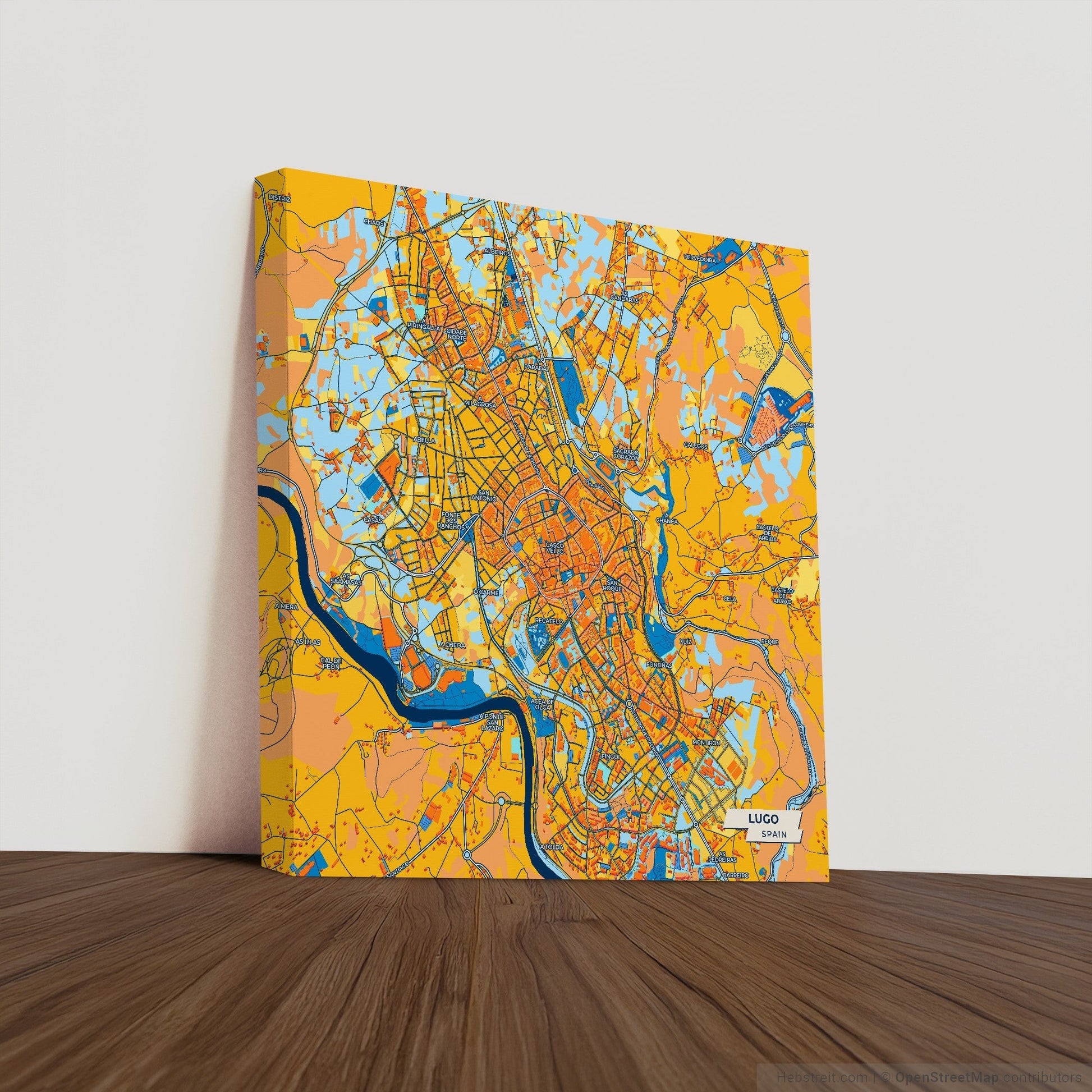 Lugo Spain Colorful City Map Canvas Print