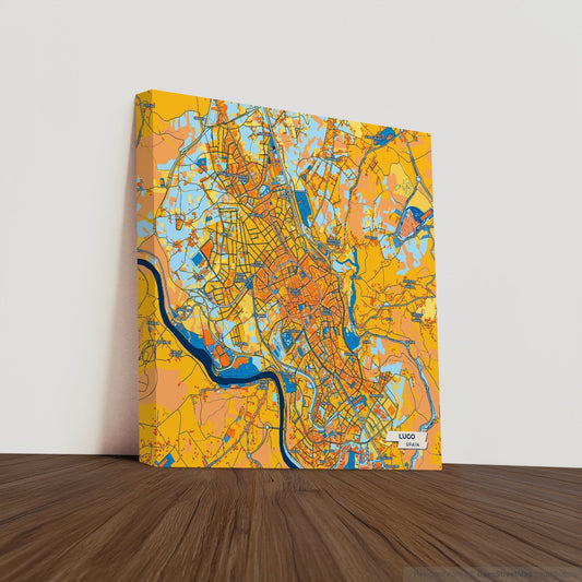 Lugo Spain Colorful City Map Canvas Print
