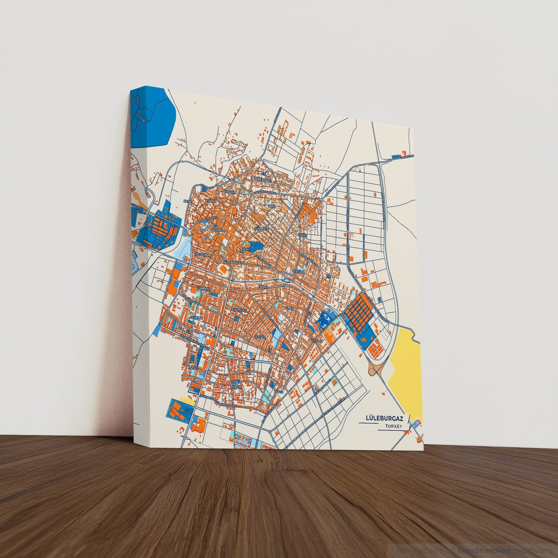 Lüleburgaz Turkey Colorful City Map Canvas Print