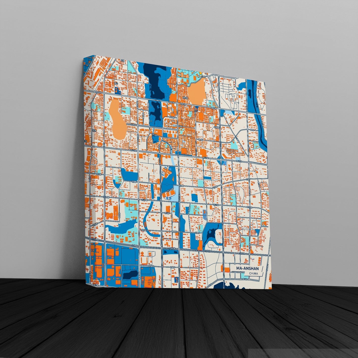 Ma-Anshan China Colorful City Map Canvas Print