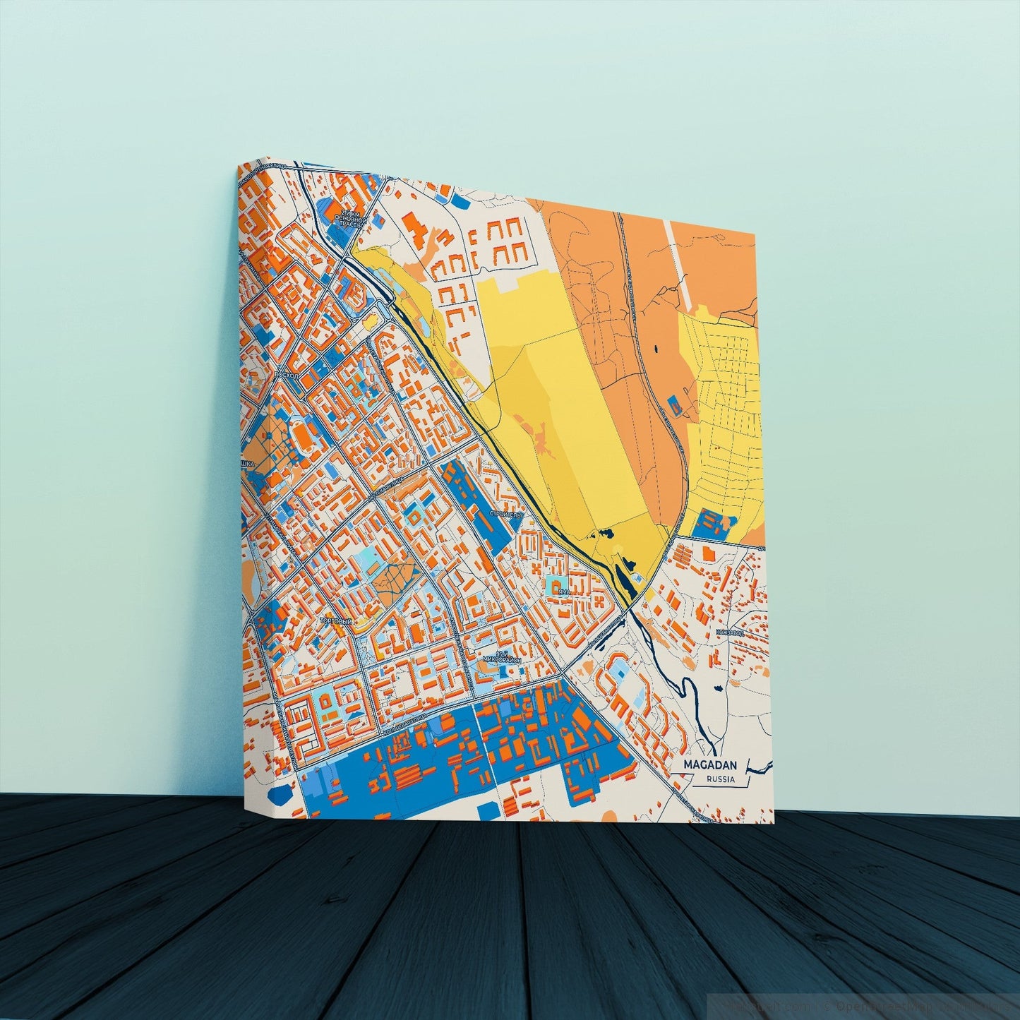 Магаданская Russia Colorful City Map Canvas Print