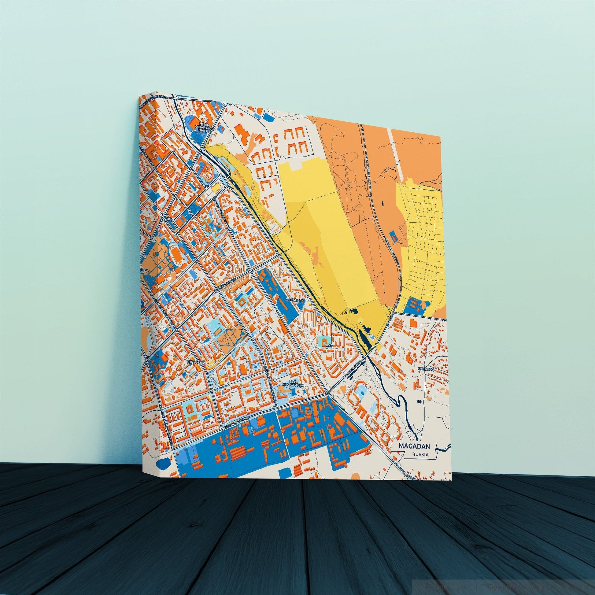 Магаданская Russia Colorful City Map Canvas Print