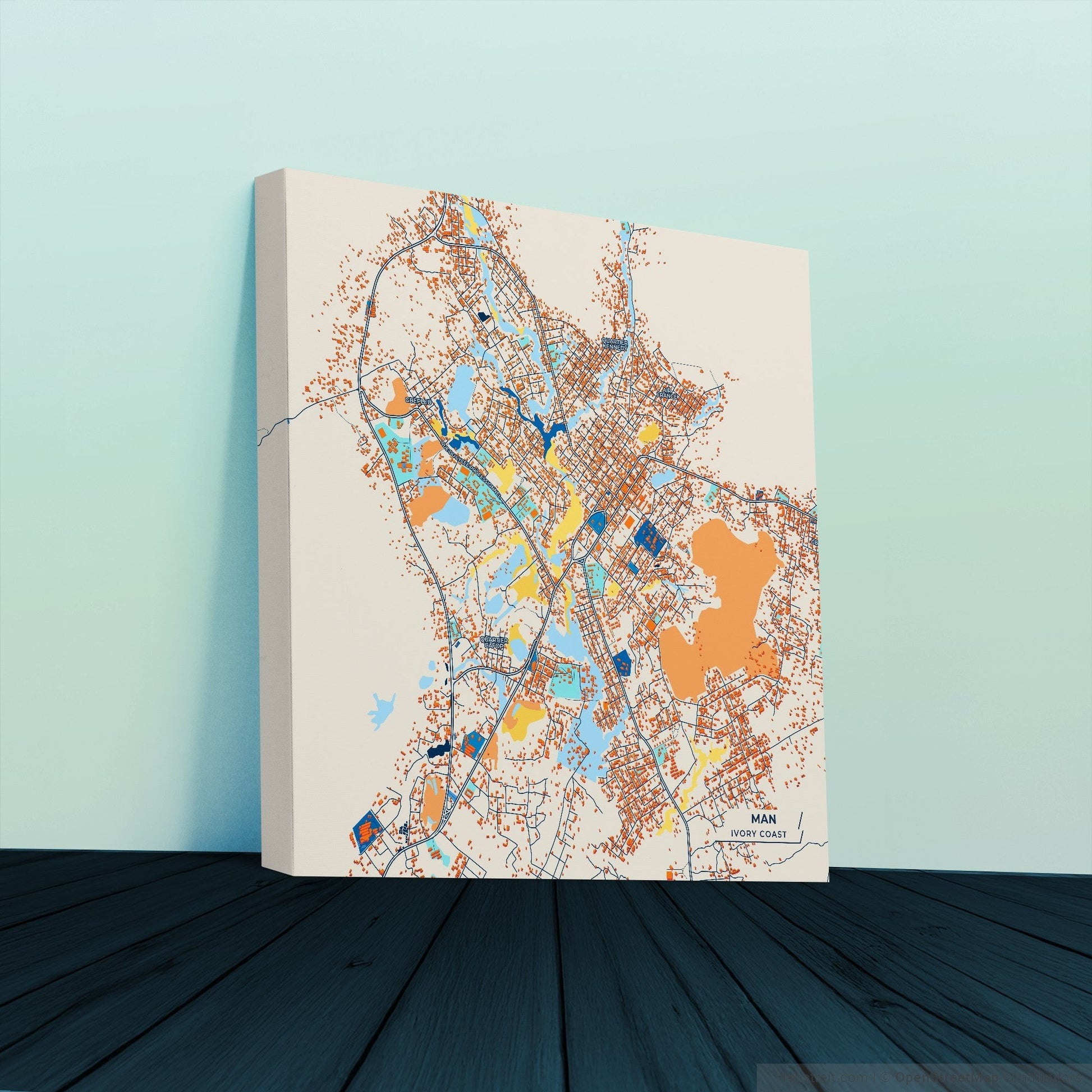Man Ivory Coast Colorful City Map Canvas Print