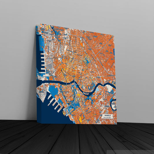 Manila Philippines Colorful City Map Canvas Print