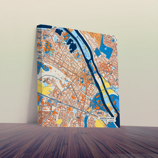 Mantes-La-Jolie France Colorful City Map Canvas Print