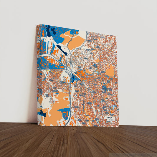 Maua Brazil Colorful City Map Canvas Print