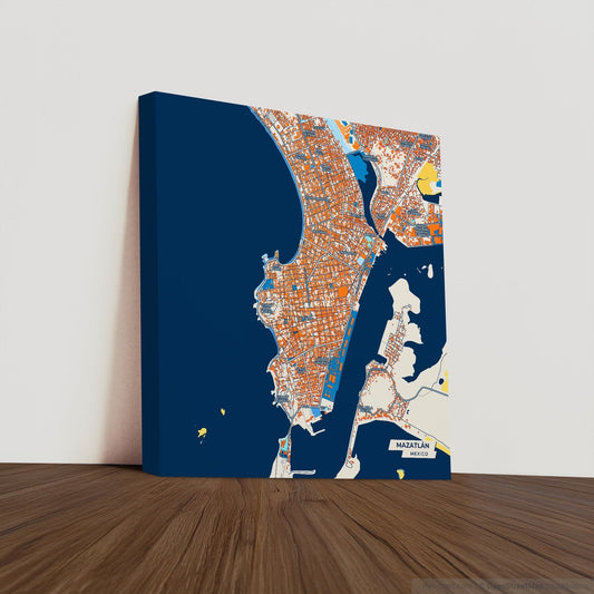 Mazatlán Mexico Colorful City Map Canvas Print