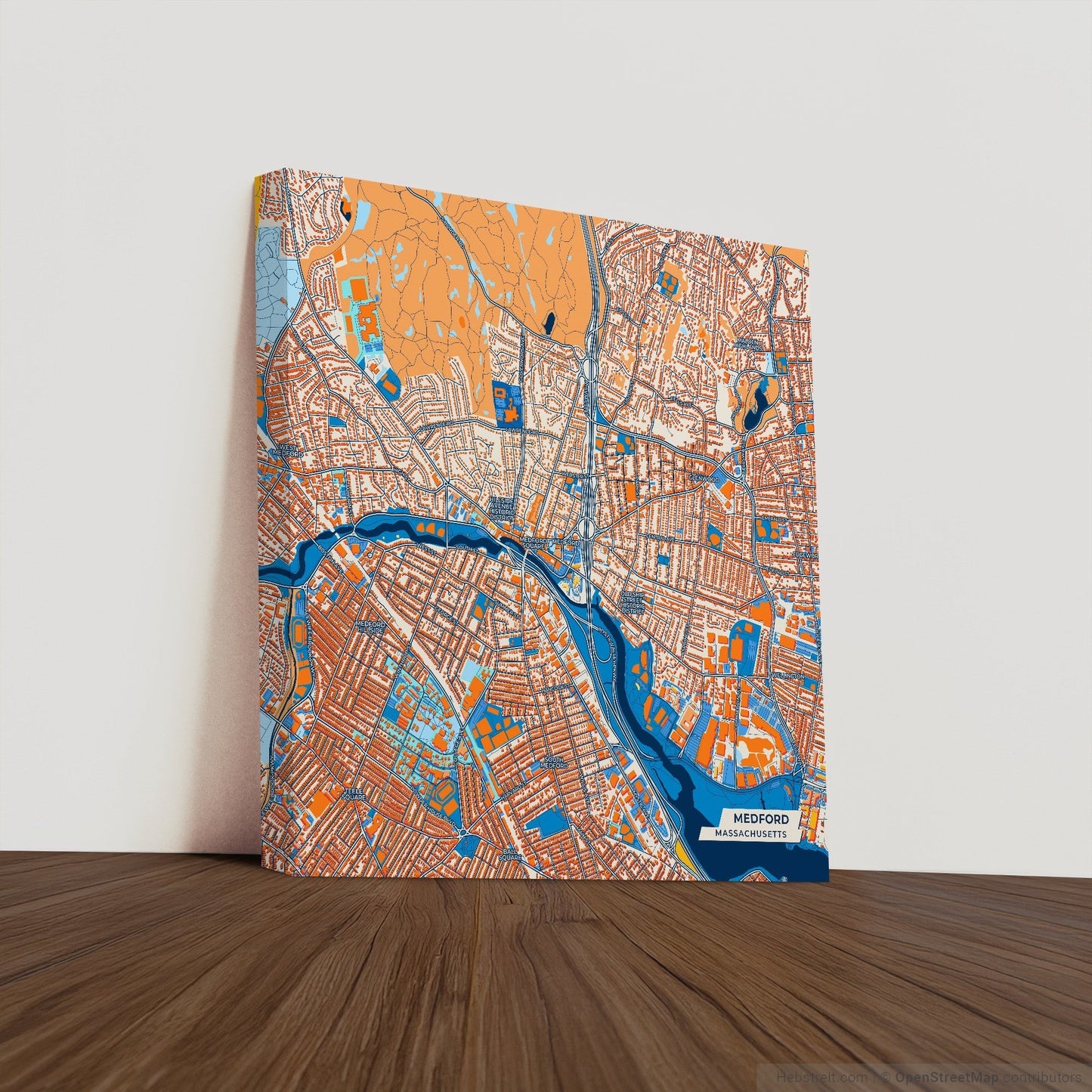 Medford Massachusetts Colorful City Map Canvas Print