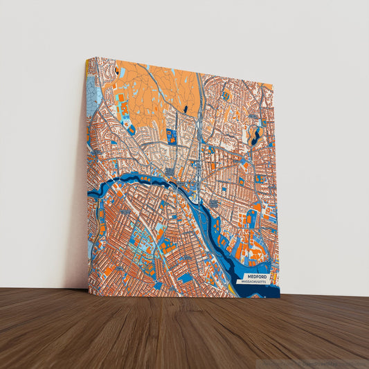 Medford Massachusetts Colorful City Map Canvas Print