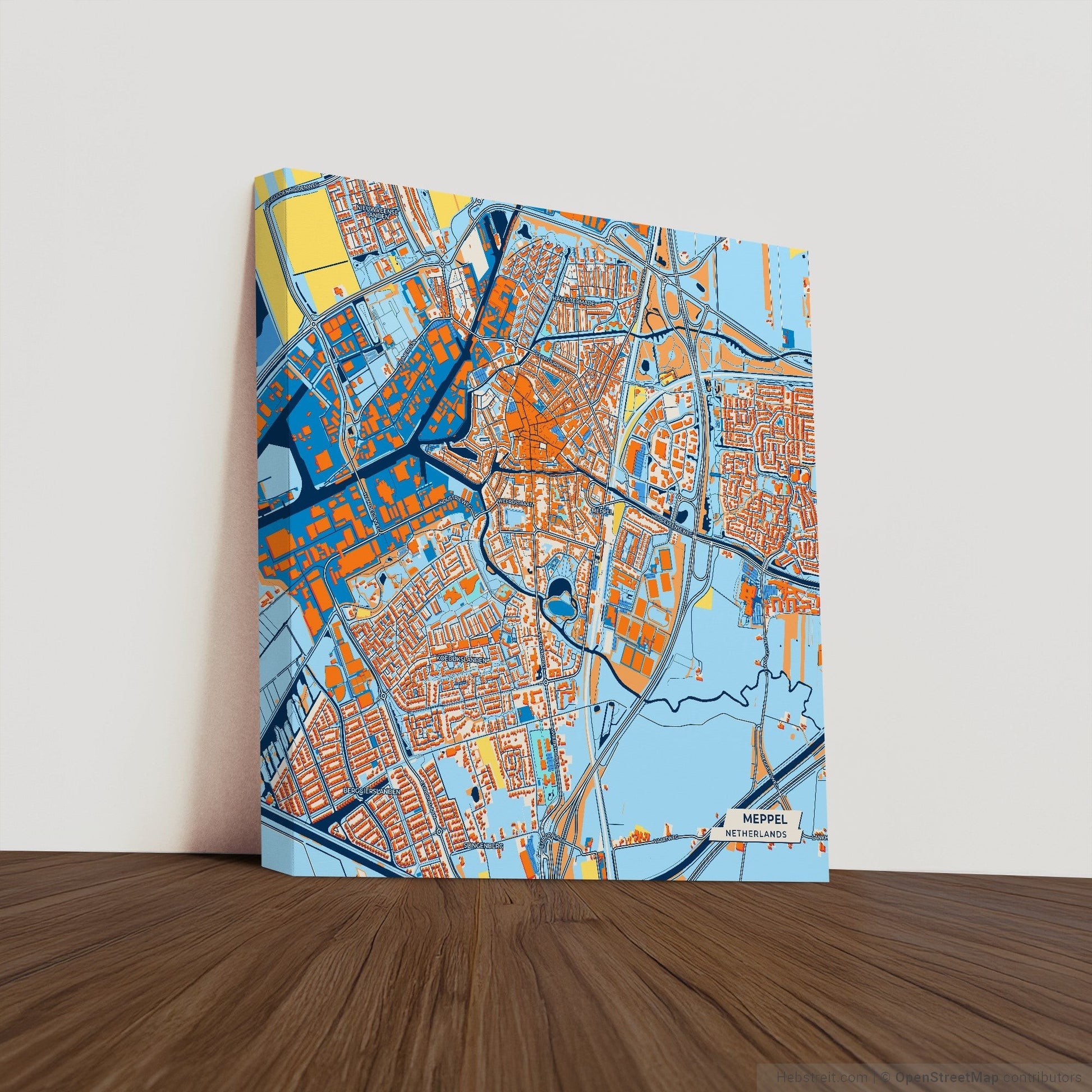 Meppel Netherlands Colorful City Map Canvas Print