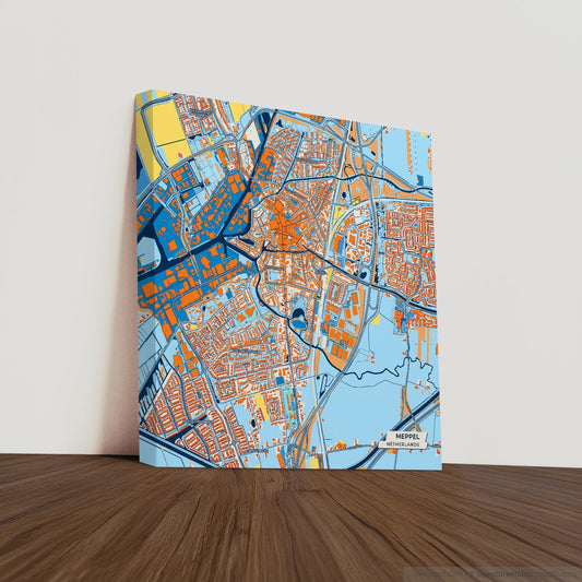 Meppel Netherlands Colorful City Map Canvas Print