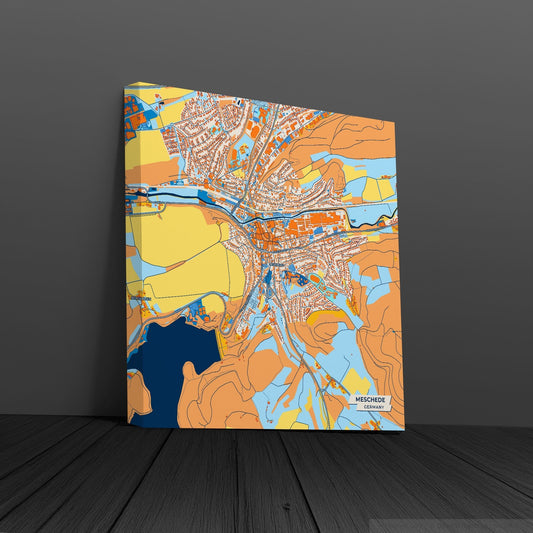 Meschede Germany Colorful City Map Canvas Print
