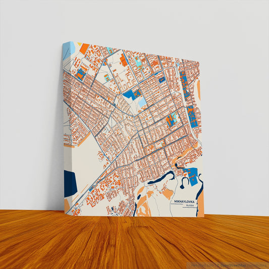 Михайловка Russia Colorful City Map Canvas Print
