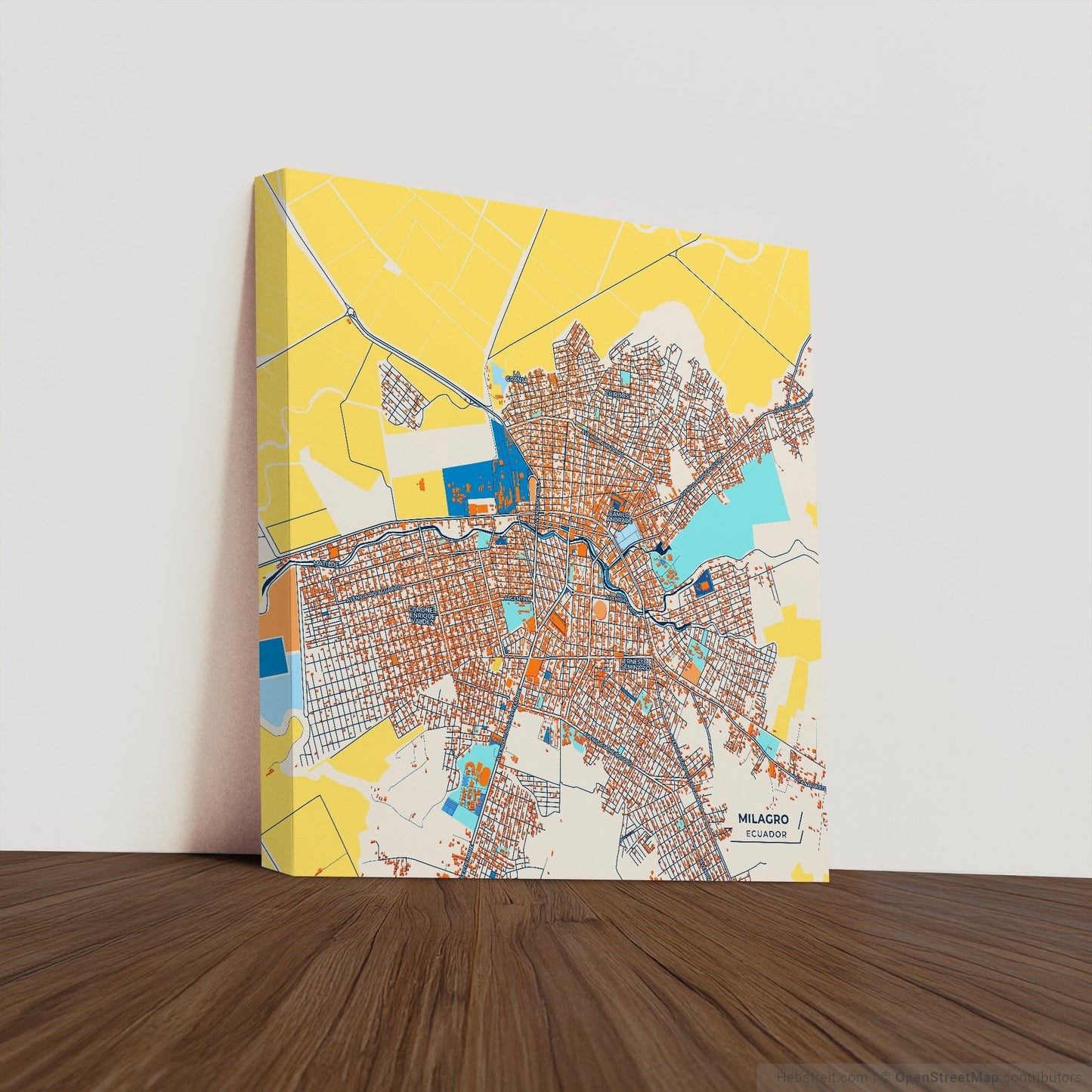 Milagro Ecuador Colorful City Map Canvas Print