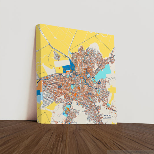 Milagro Ecuador Colorful City Map Canvas Print