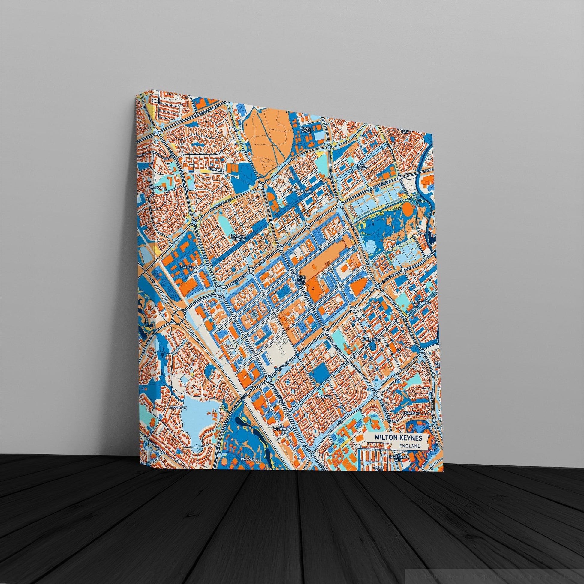 Milton Keynes England Colorful City Map Canvas Print