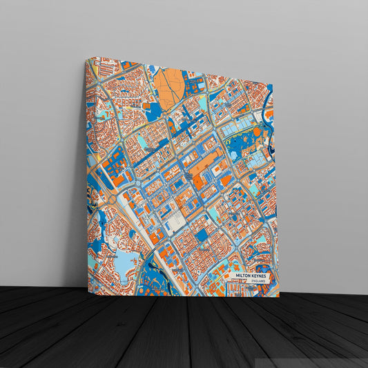 Milton Keynes England Colorful City Map Canvas Print