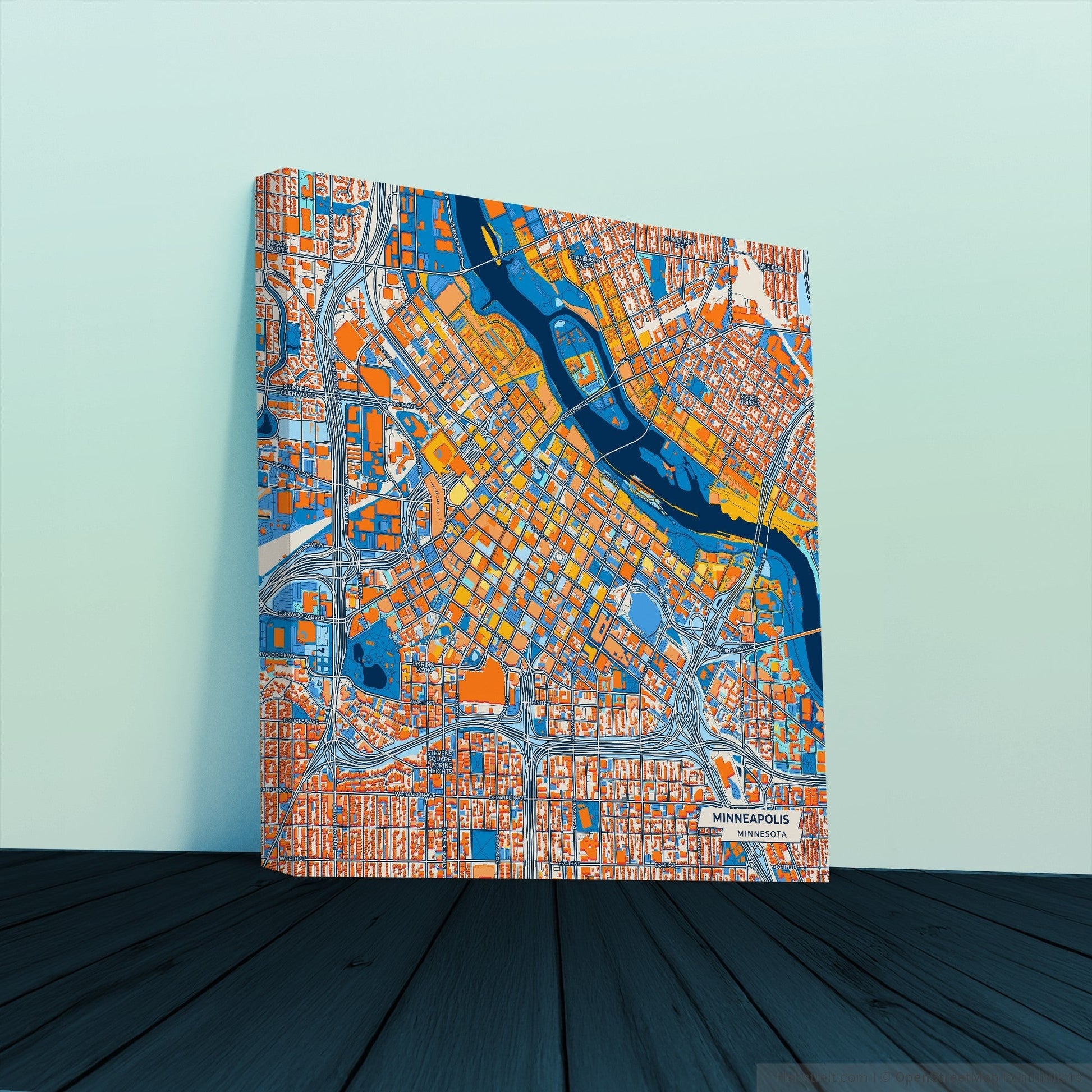 Minneapolis Minnesota Colorful City Map Canvas Print