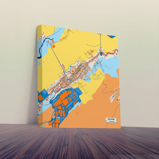 Mioveni Romania Colorful City Map Canvas Print
