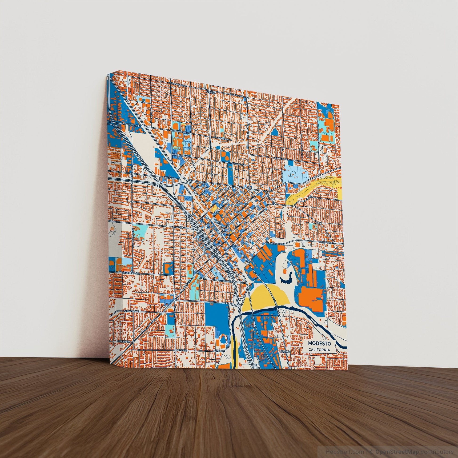 Modesto California Colorful City Map Canvas Print
