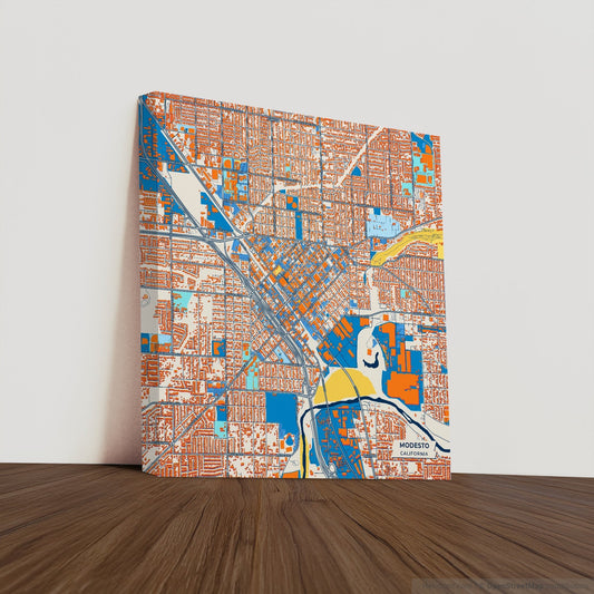 Modesto California Colorful City Map Canvas Print
