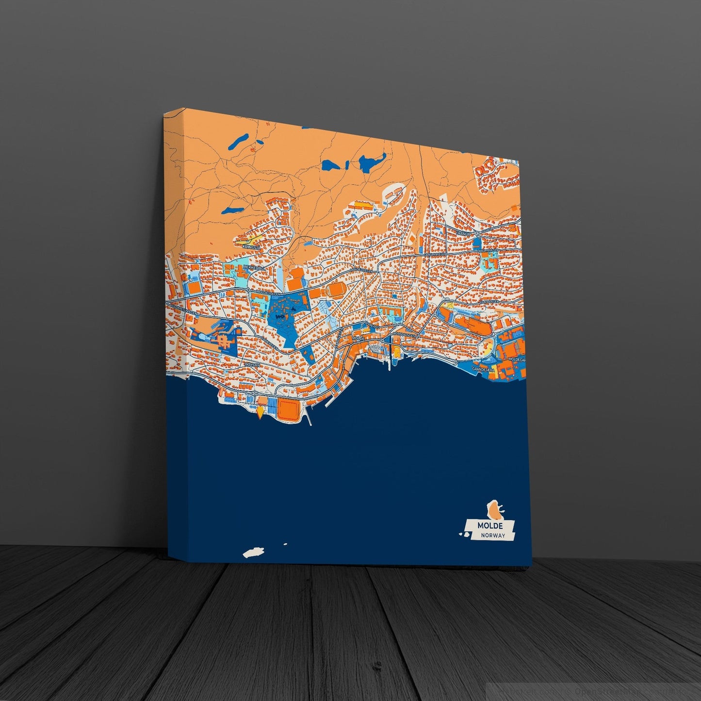 Molde Norway Colorful City Map Canvas Print