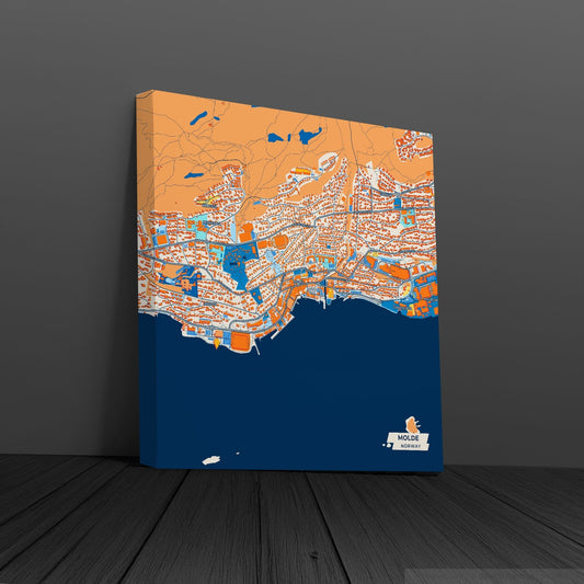 Molde Norway Colorful City Map Canvas Print