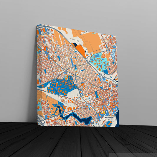 Moncton Canada Colorful City Map Canvas Print