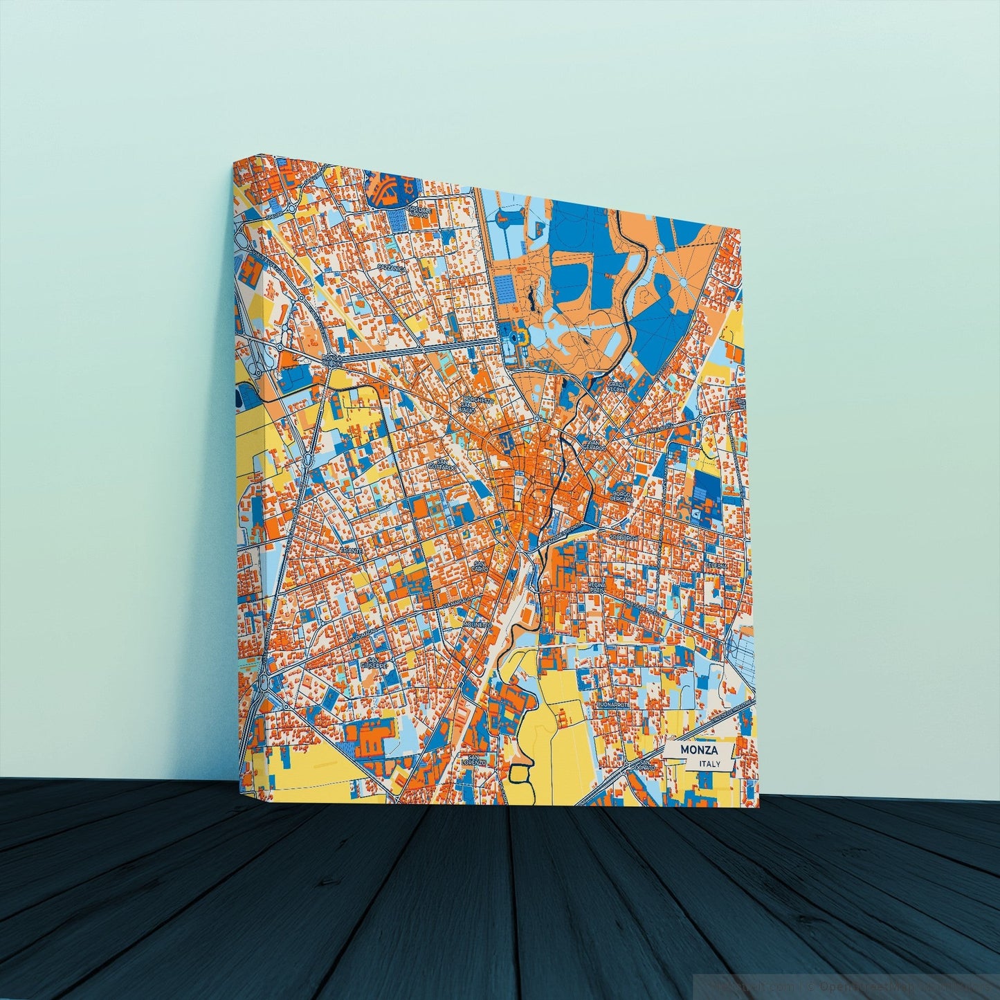Monza Italy Colorful City Map Canvas Print
