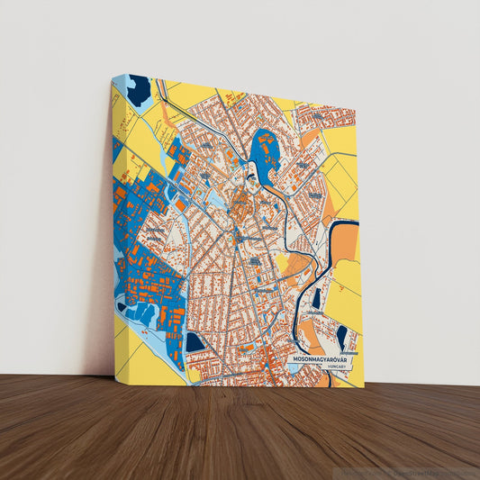 Mosonmagyaróvár Hungary Colorful City Map Canvas Print