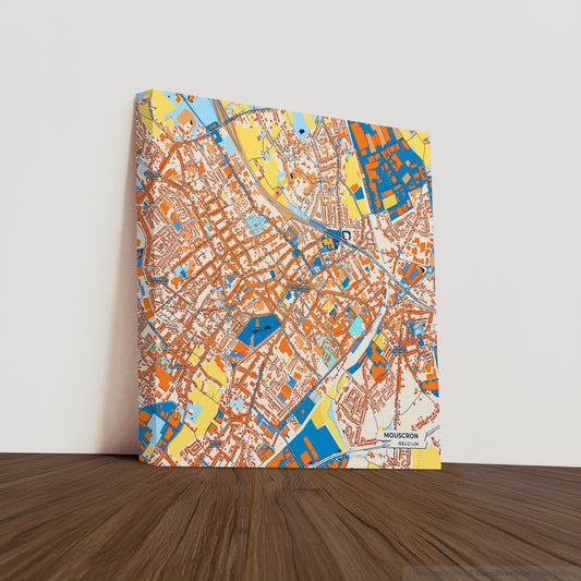 Mouscron  Belgium Colorful City Map Canvas Print