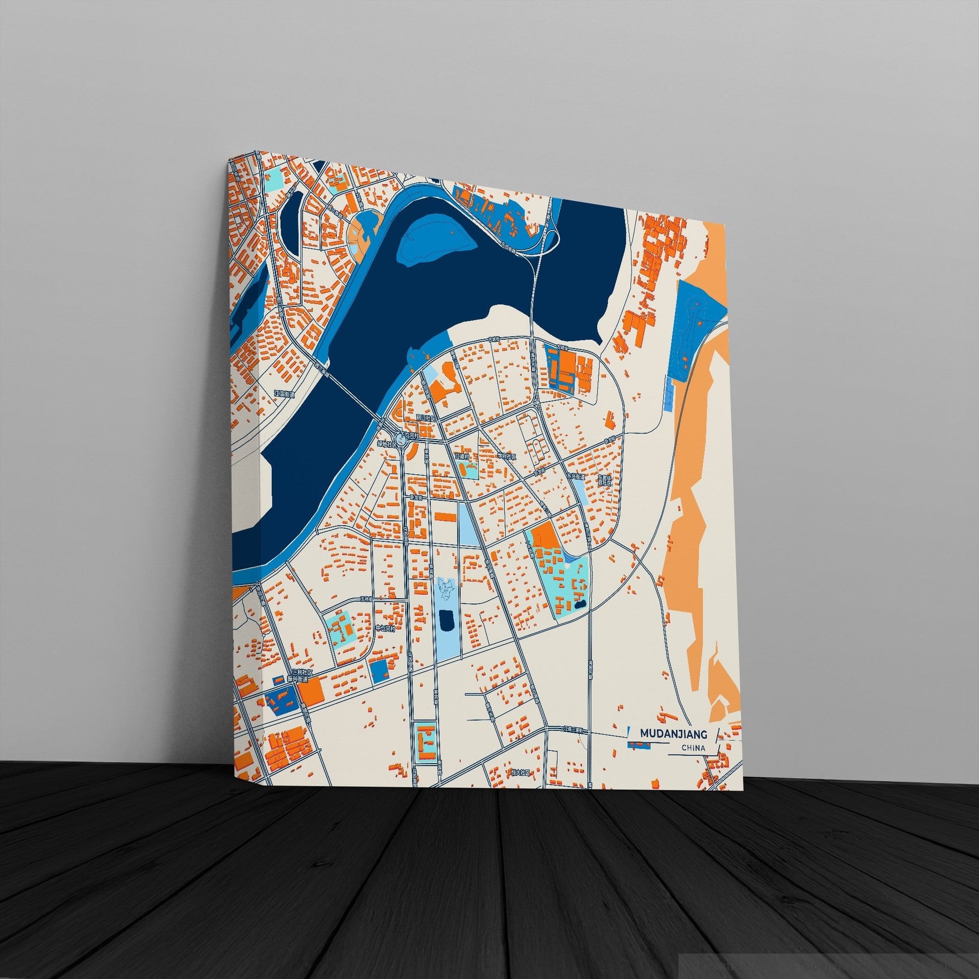 Mudanjiang China Colorful City Map Canvas Print