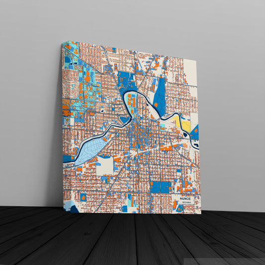 Muncie Indiana Colorful City Map Canvas Print