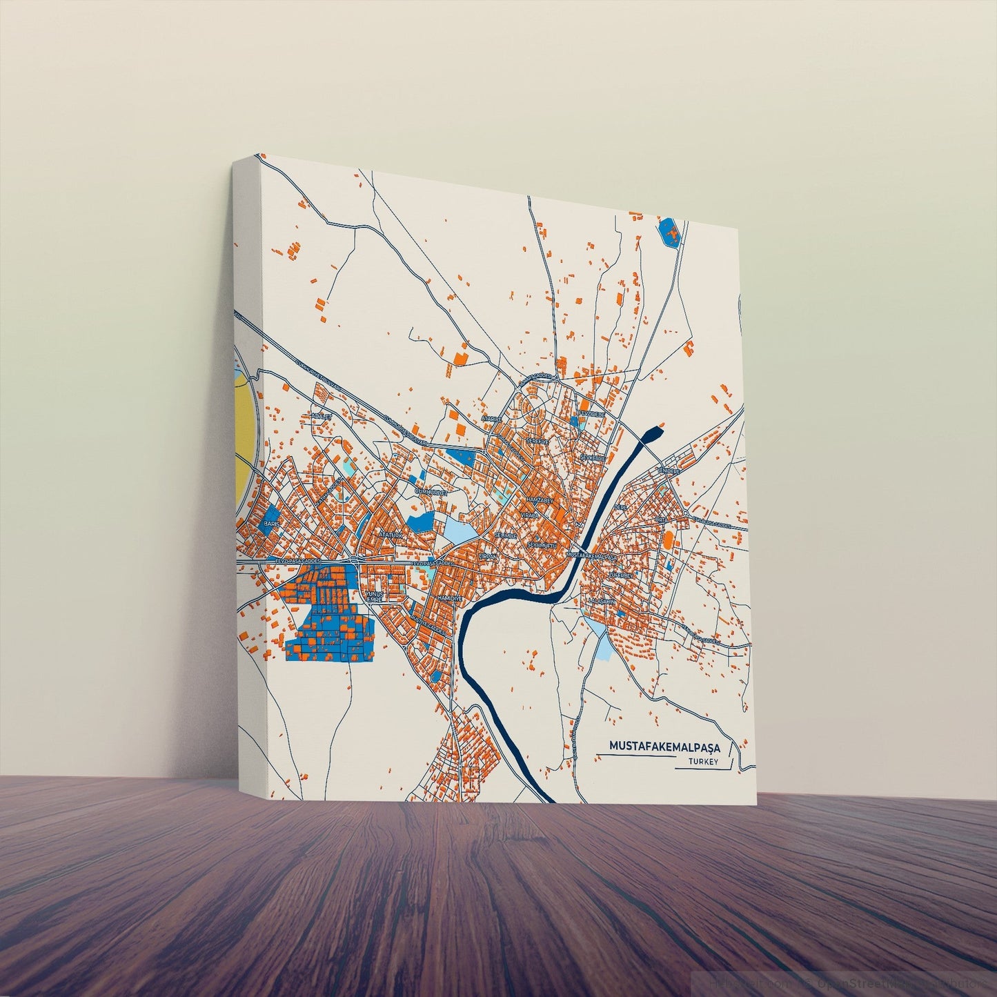 Mustafakemalpaşa Turkey Colorful City Map Canvas Print
