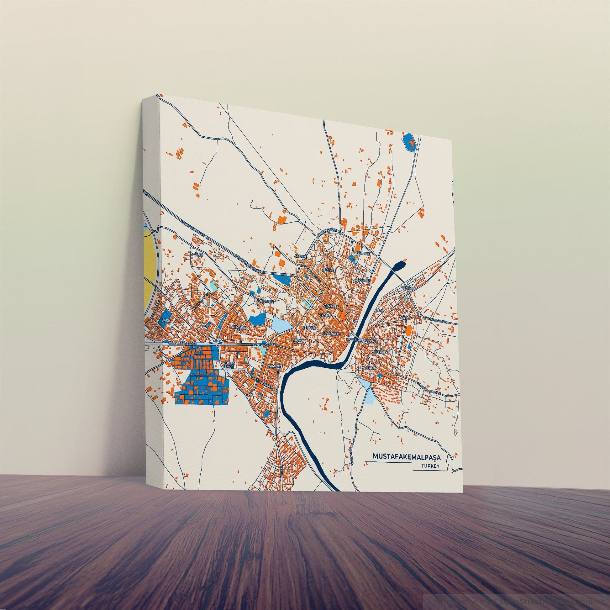 Mustafakemalpaşa Turkey Colorful City Map Canvas Print