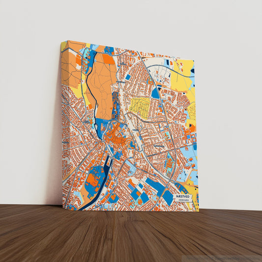 Næstved Denmark Colorful City Map Canvas Print