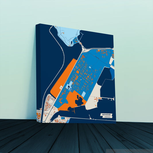 Năvodari Romania Colorful City Map Canvas Print