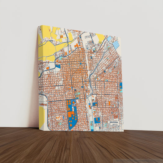 Navojoa Mexico Colorful City Map Canvas Print