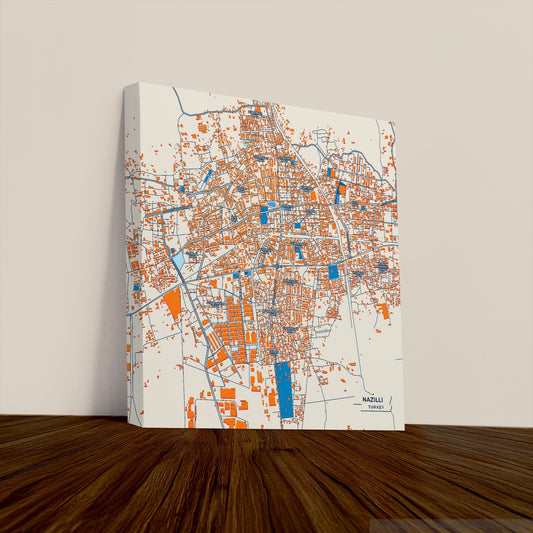 Nazi̇lli̇ Turkey Colorful City Map Canvas Print