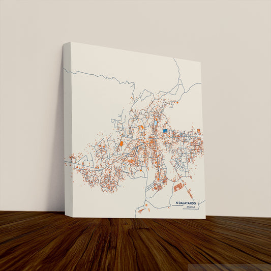 N Dalatando Angola Colorful City Map Canvas Print