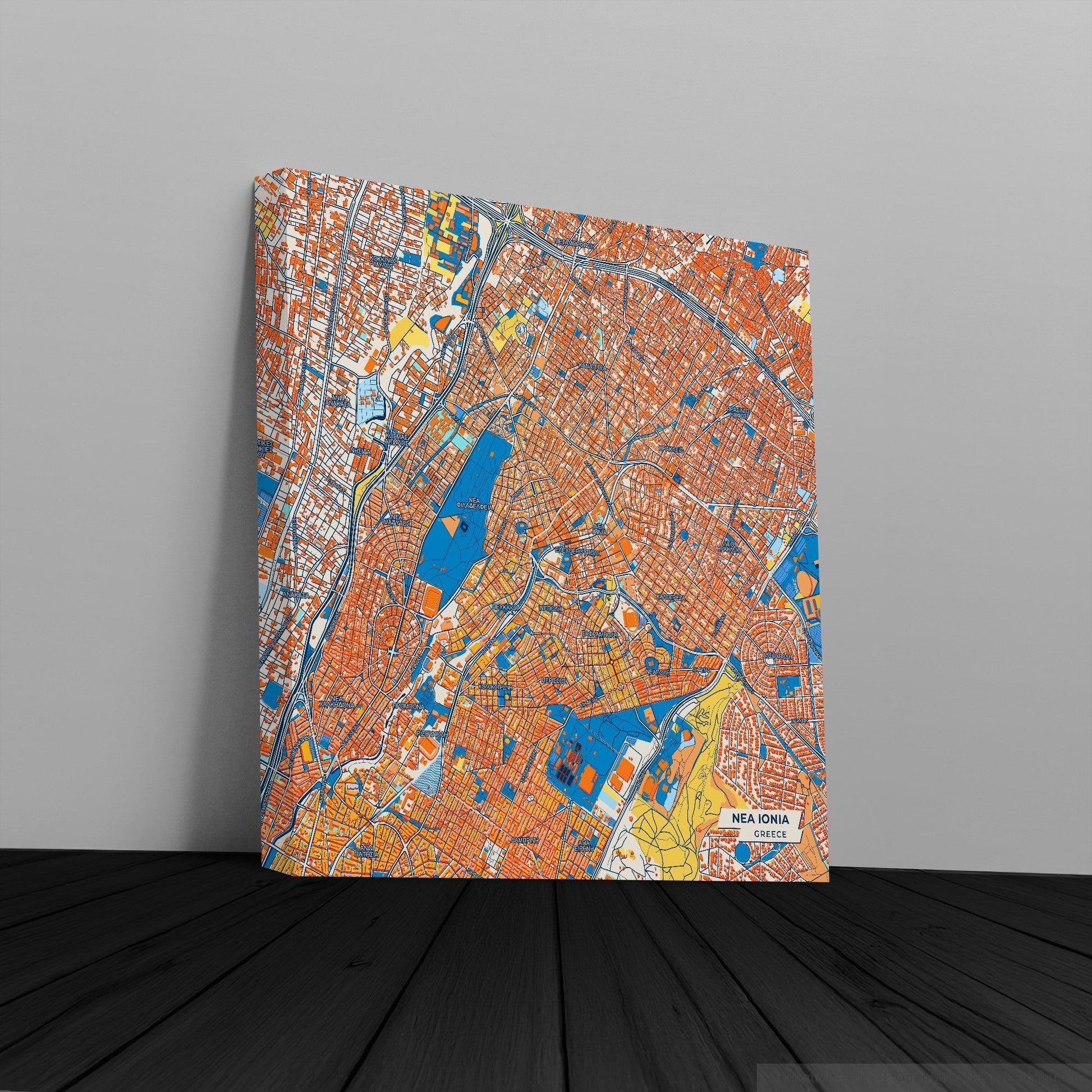 Νεα Ιονια Greece Colorful City Map Canvas Print