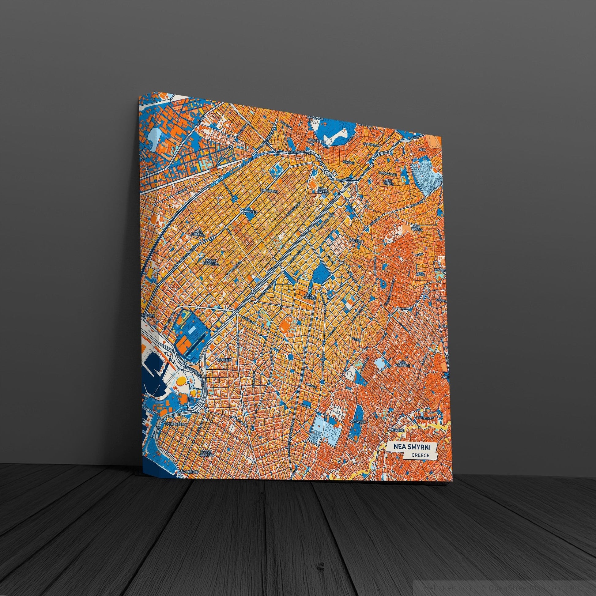 Νεα Σμυρνη Greece Colorful City Map Canvas Print