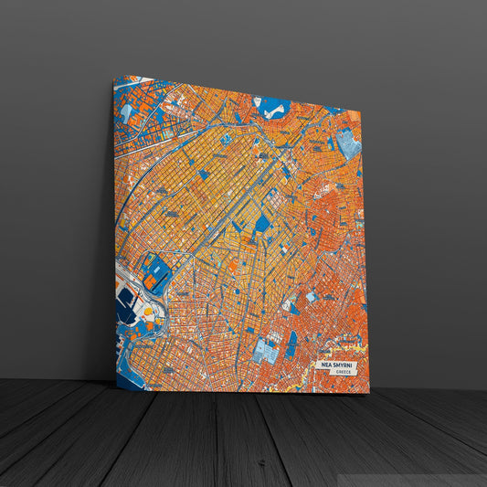 Νεα Σμυρνη Greece Colorful City Map Canvas Print