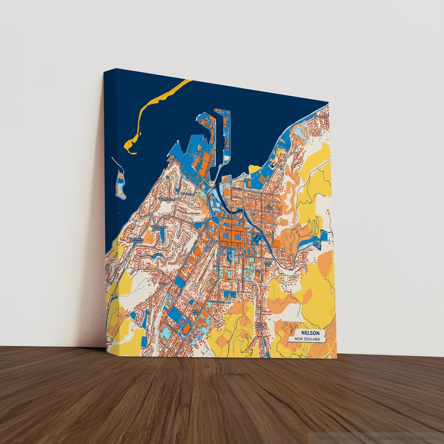 Nelson New Zealand Colorful City Map Canvas Print