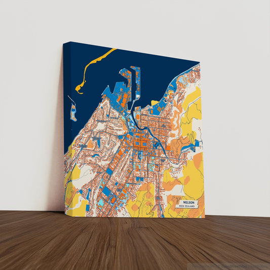 Nelson New Zealand Colorful City Map Canvas Print