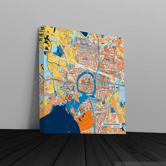 Neubrandenburg Germany Colorful City Map Canvas Print